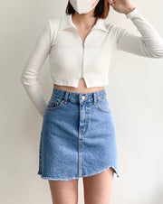 Uneven Denim Skirt